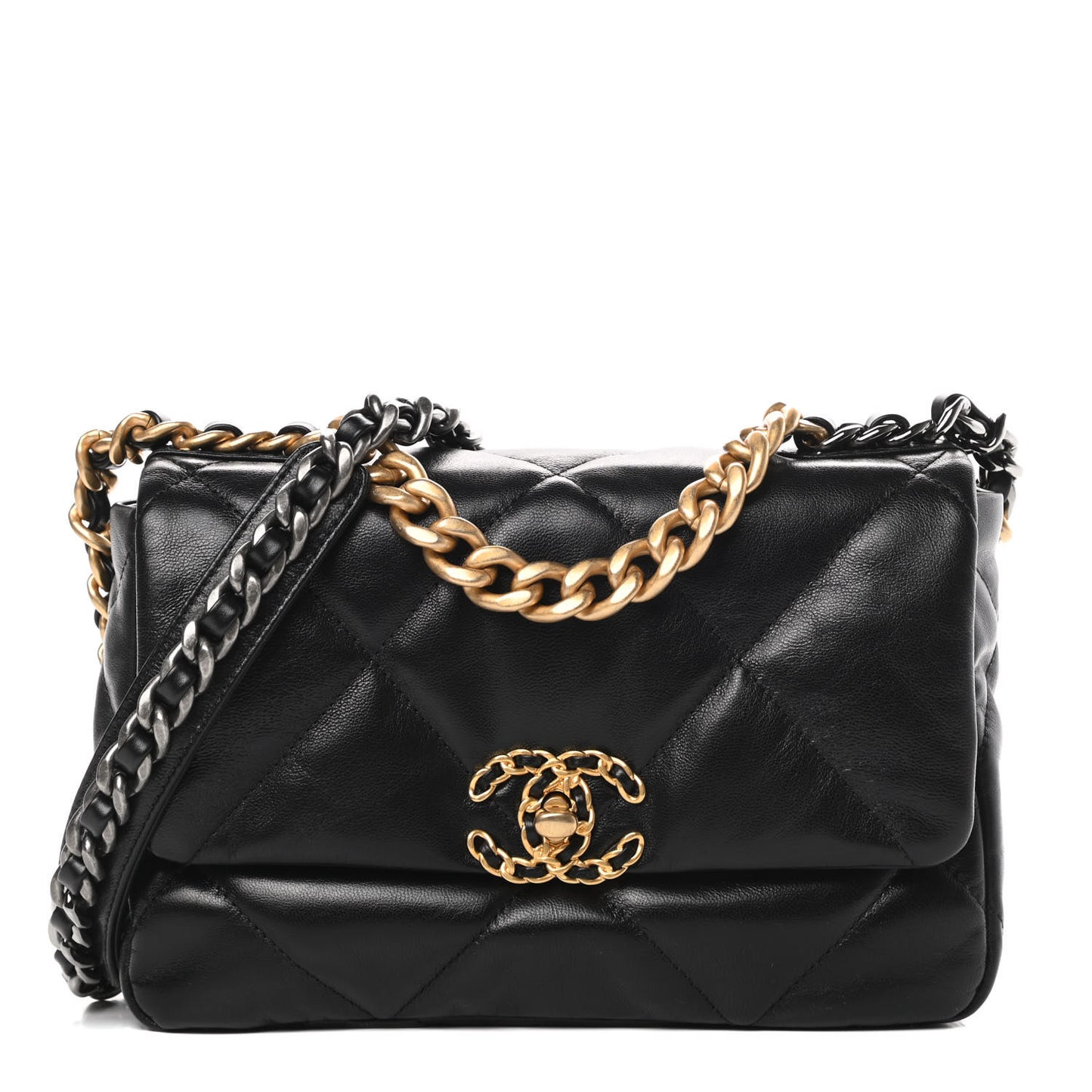 Goatskin Quilted Medium 19 Flap Black