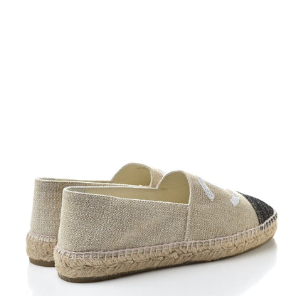 Chanel Toile Sequin CC Espadrilles 39 Beige Black 4 of 10