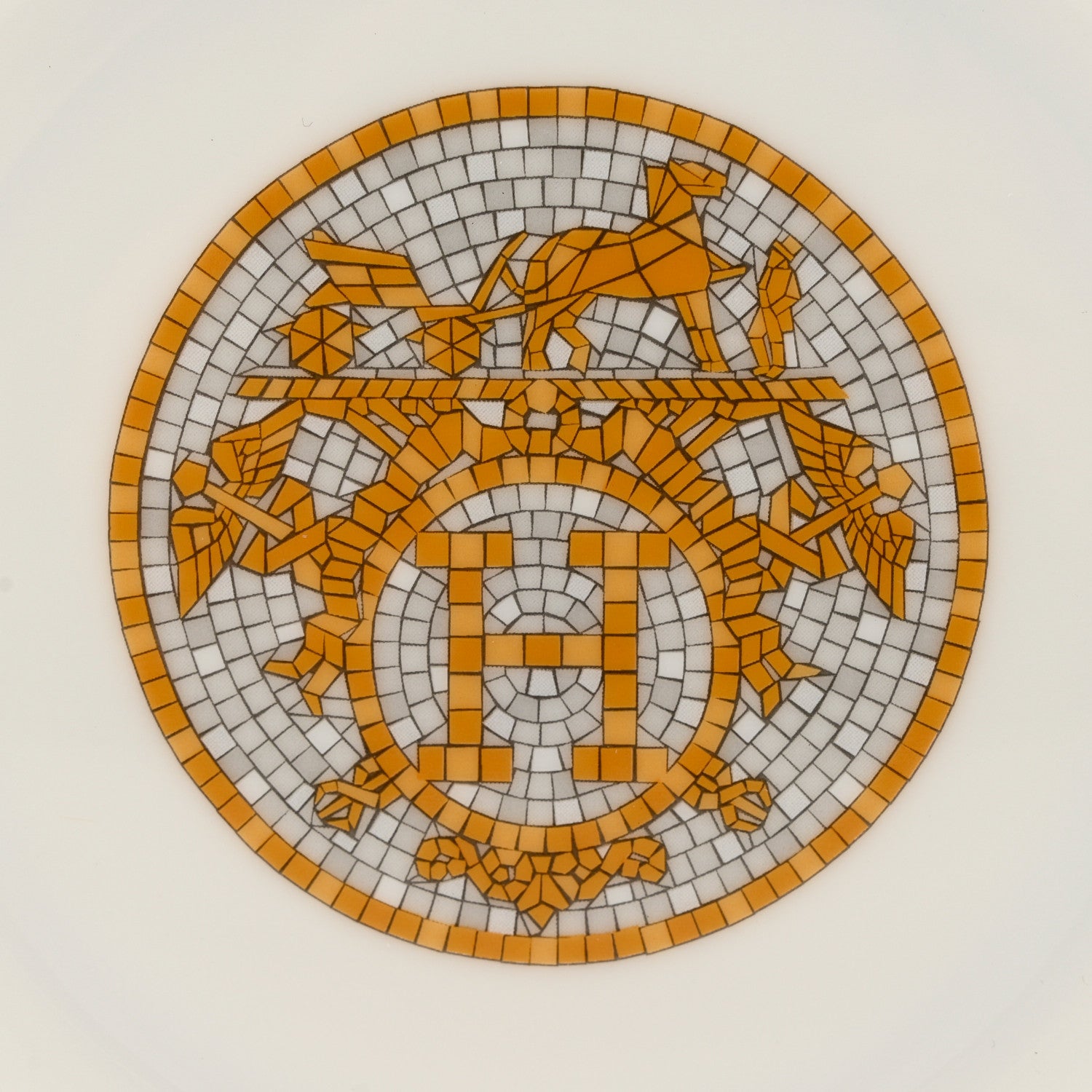 Hermes Porcelain Mosaique Au 24 Soup Bowl Gold 3 of 6