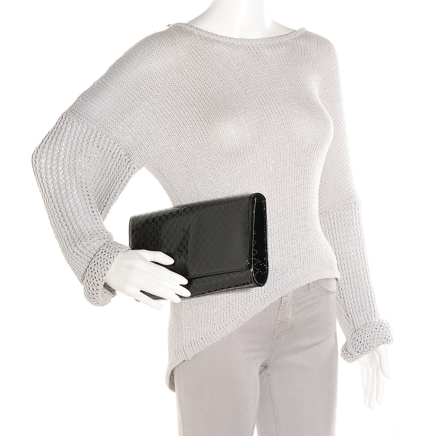 Gucci Patent Microguccissima Medium Broadway Evening Clutch Black 2 of 7
