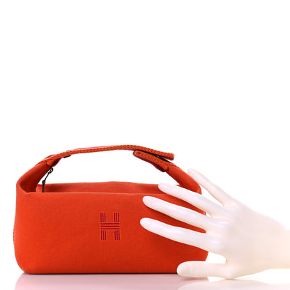 Hermes Canvas Small Bride-A-Brac Pouch Orange Burgundy 3 of 12