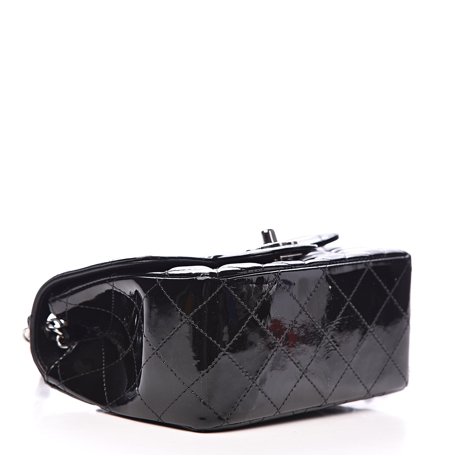 Chanel Patent Calfskin Sparkle Quilted Mini Square Flap Black 4 of 14