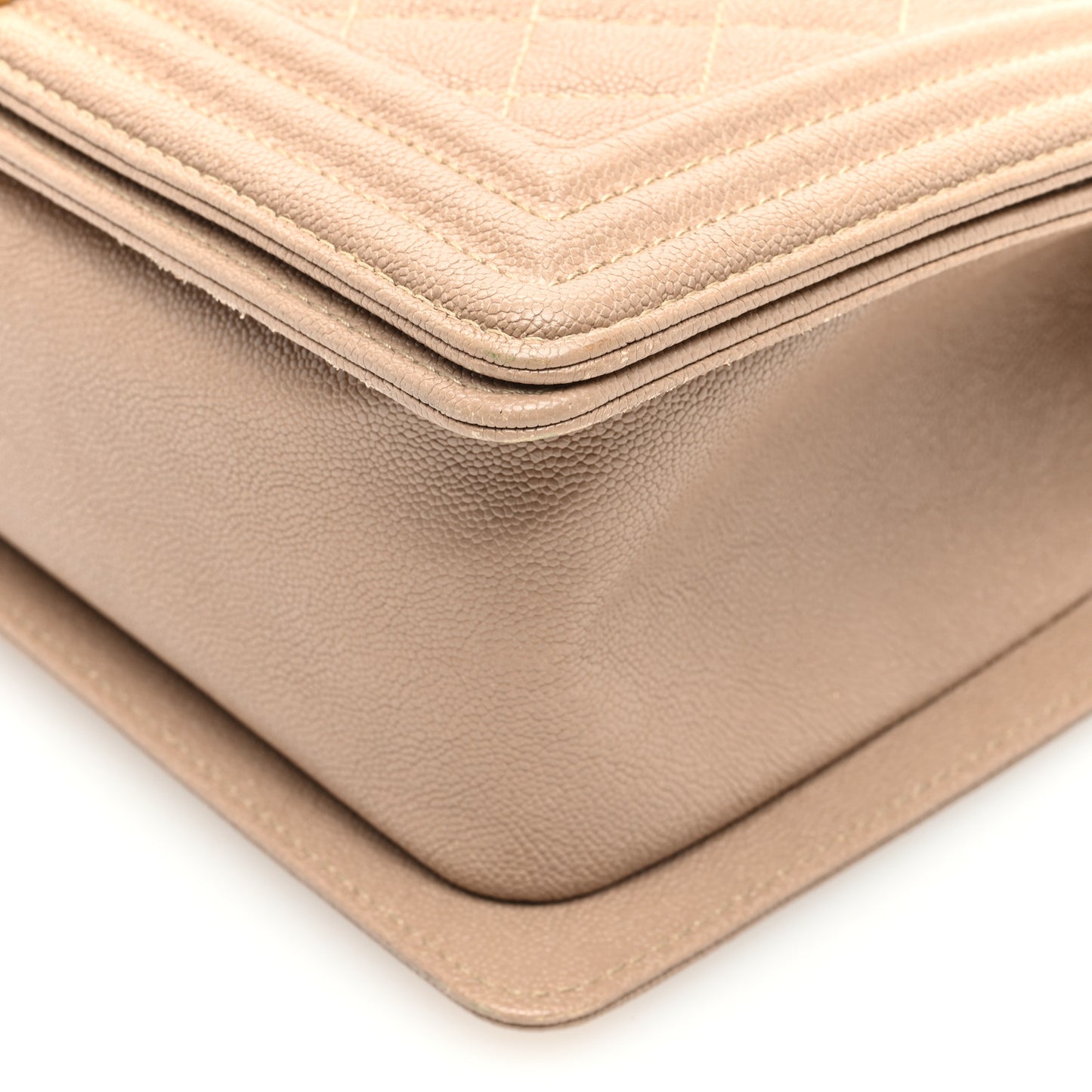 Caviar Quilted Medium Boy Flap Beige