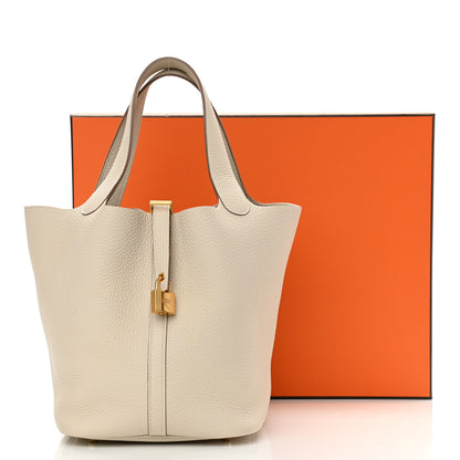 Hermes Taurillon Clemence Picotin Lock 22 MM Craie 12 of 12