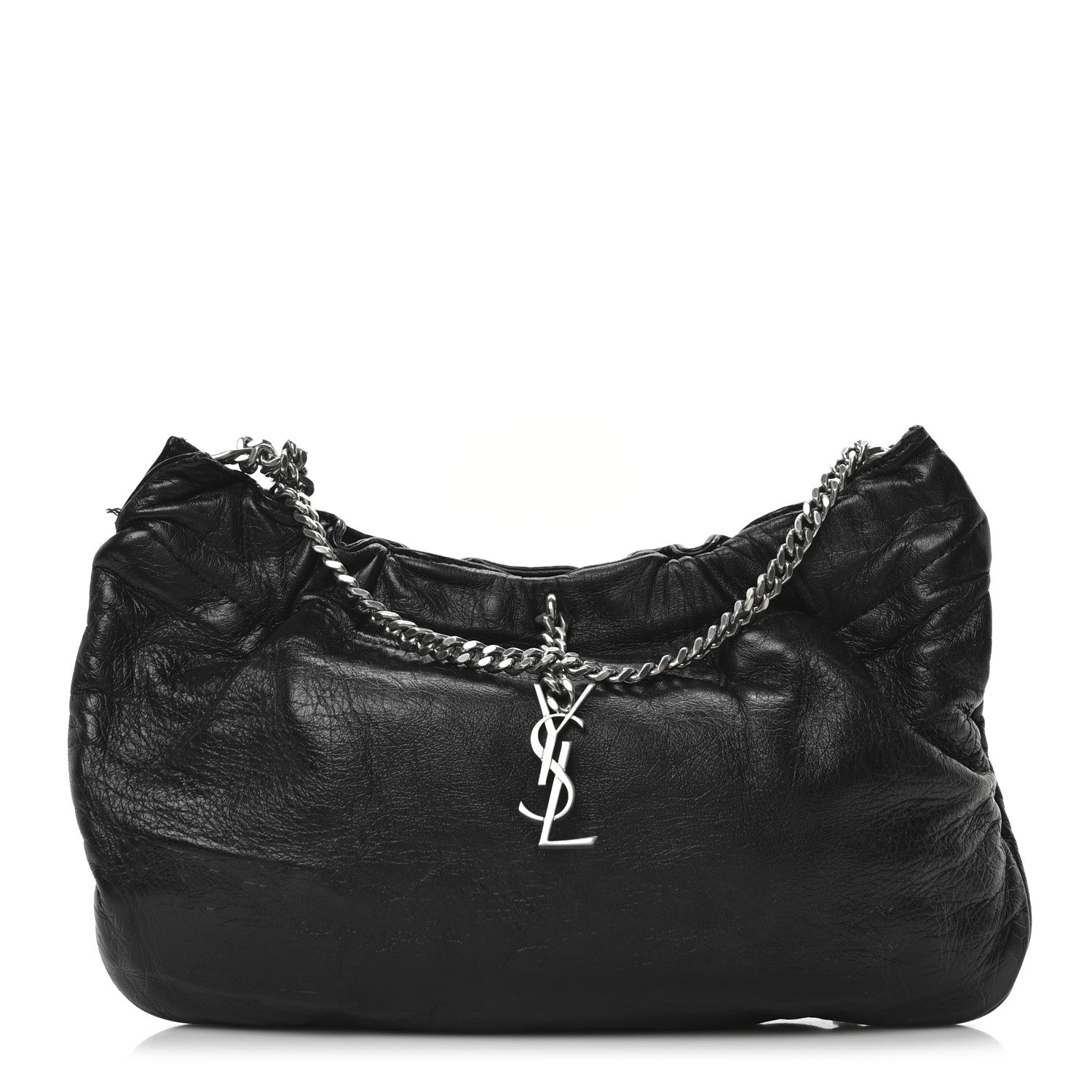Saint Laurent Calfskin Pac Ruched Hobo Black 1 of 10