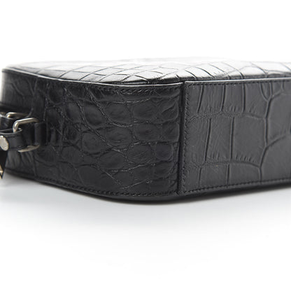 Saint Laurent Calfskin Crocodile Embossed Small Classic Monogram Camera Bag Black 9 of 12