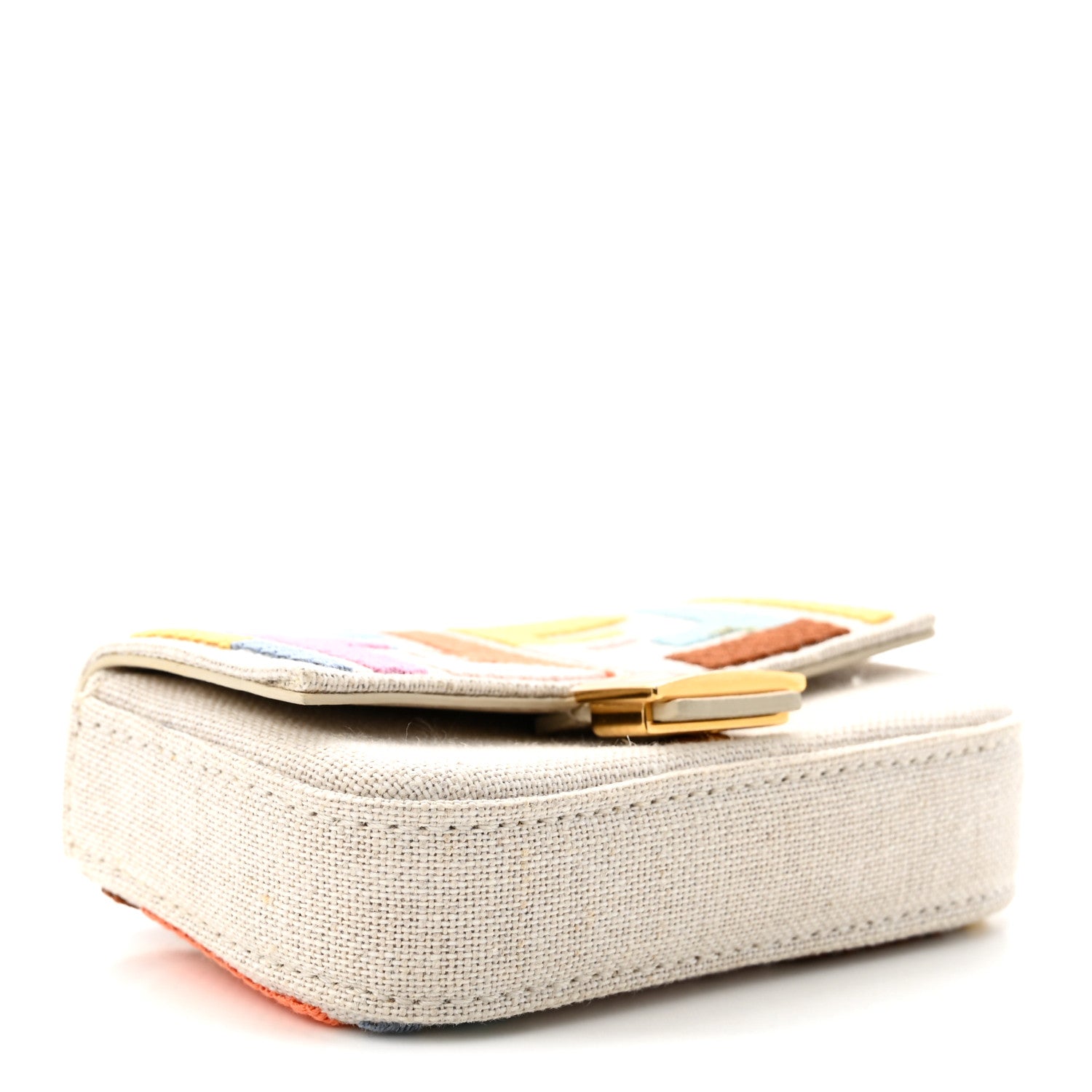 Fendi Kuban Canvas FF Embroidered Nano Baguette Charm Grezzo Multicolor 4 of 10