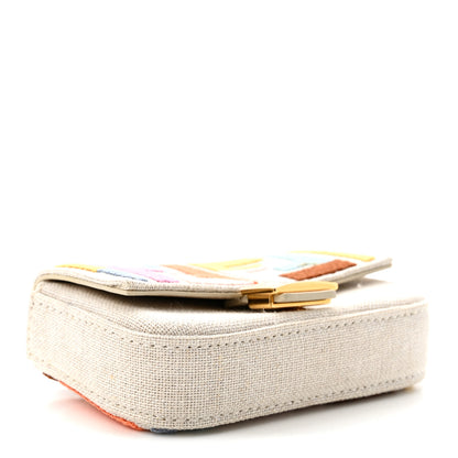 Fendi Kuban Canvas FF Embroidered Nano Baguette Charm Grezzo Multicolor 4 of 10