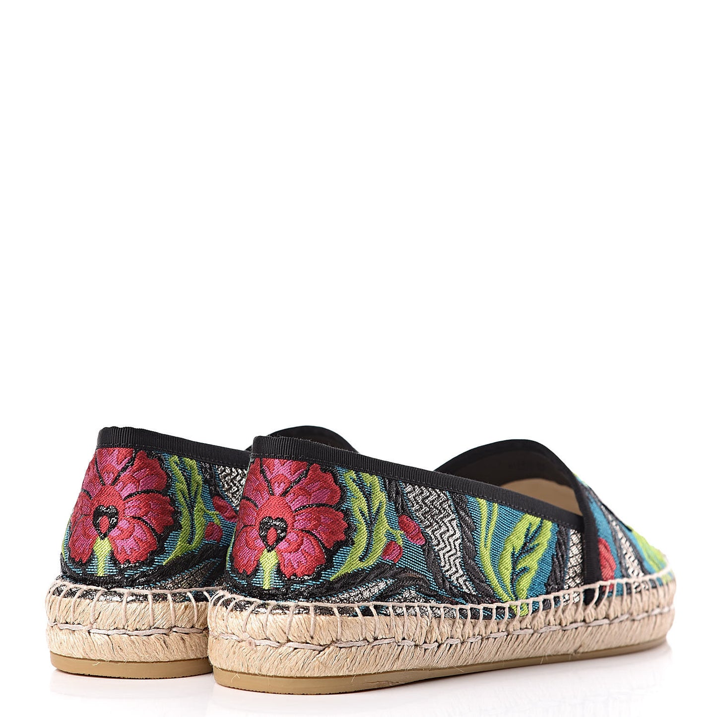 Tapestry Brocade Blind For Love Espadrilles 40.5 Acquamarine Green Black