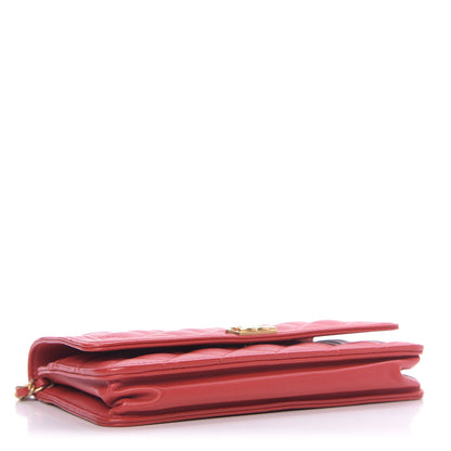 Chanel Lambskin Quilted Boy Wallet On Chain WOC Red 4 of 11