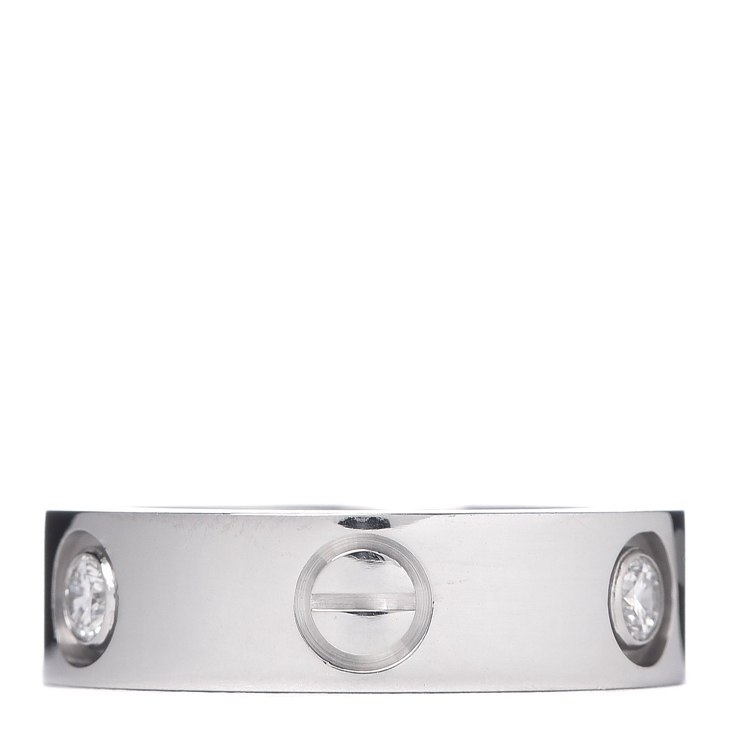 18K White Gold 3 Diamond 5.5mm LOVE Ring 51 5.75
