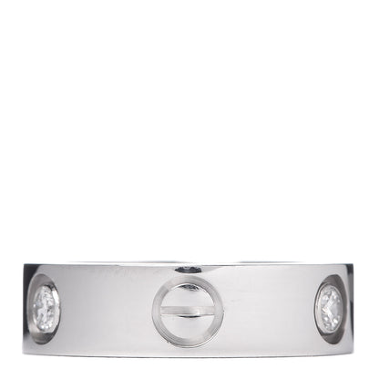 Cartier 18K White Gold 3 Diamond 5.5mm LOVE Ring 51 5.75 3 of 4
