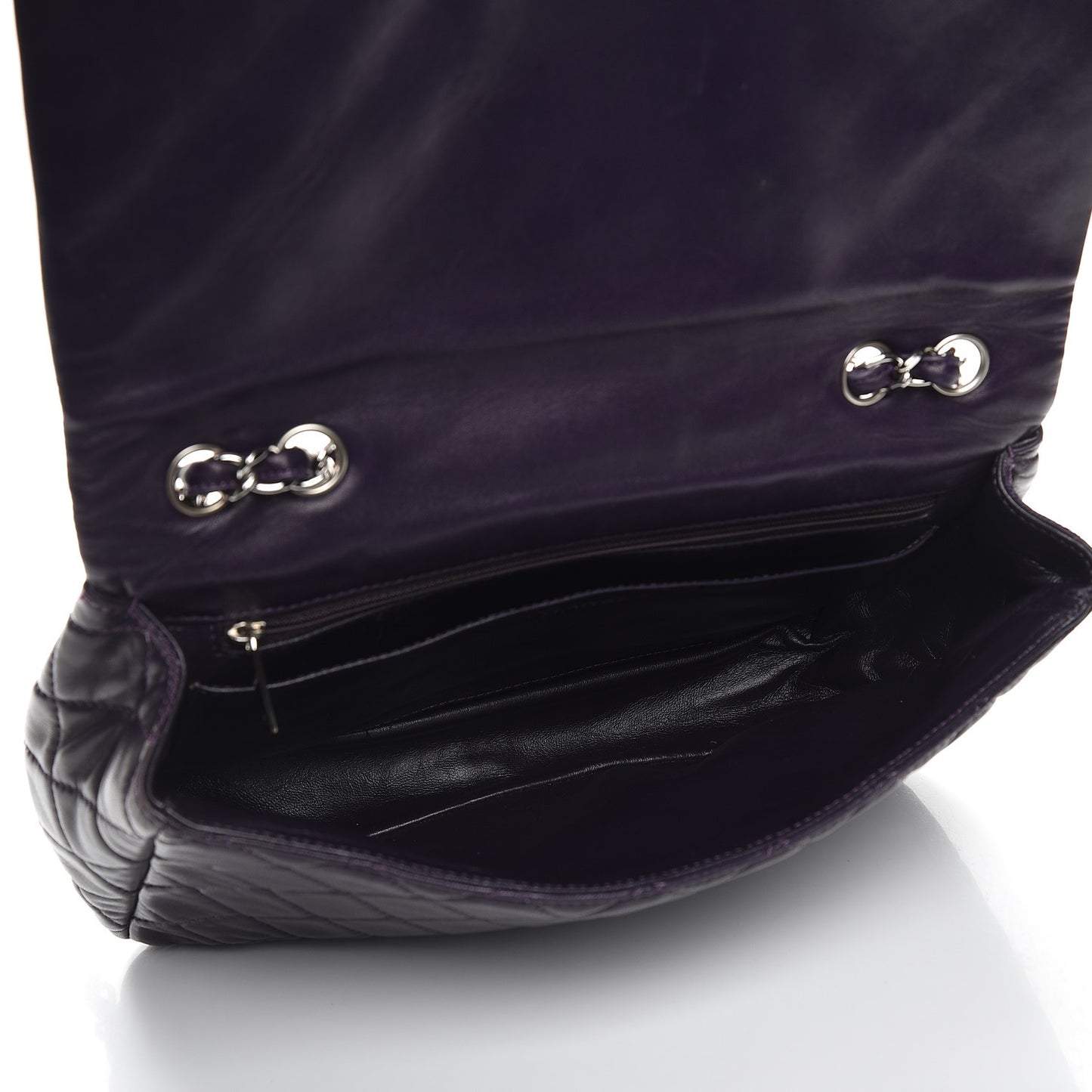 Lambskin Quilted Jumbo Single Flap Dark Purple