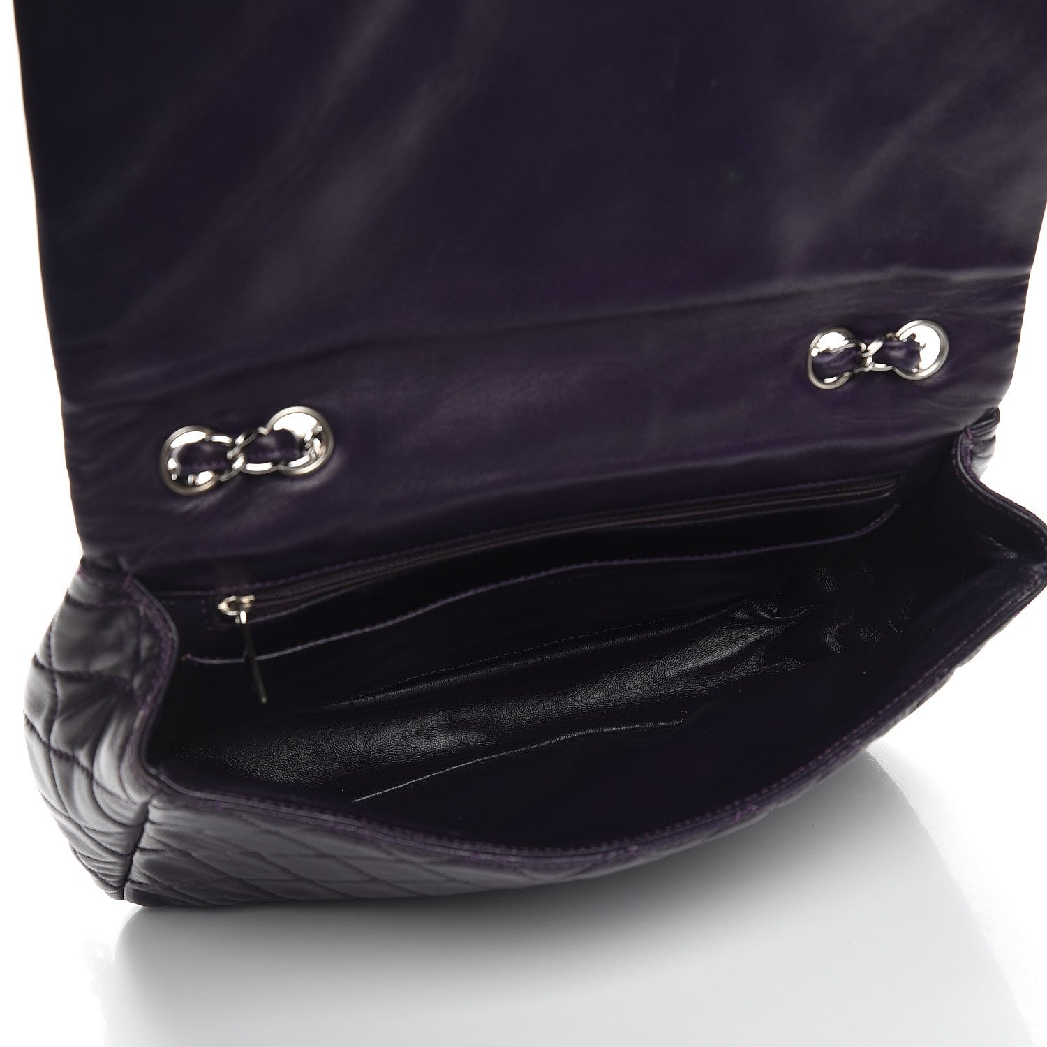 Chanel Lambskin Quilted Jumbo Single Flap Dark Purple 6 of 9