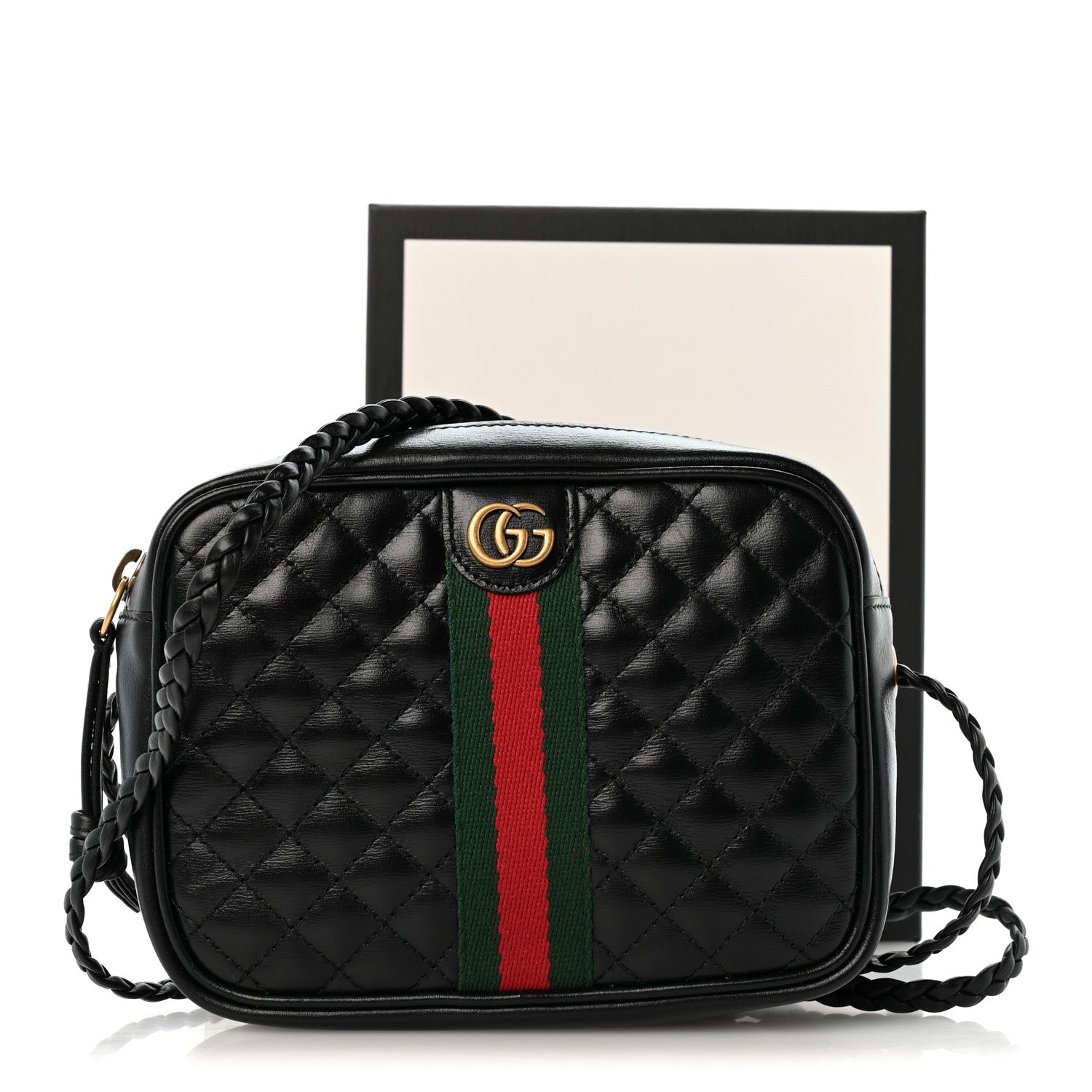 Gucci Calfskin Trapuntata Web Mini GG Shoulder Bag Black 12 of 12