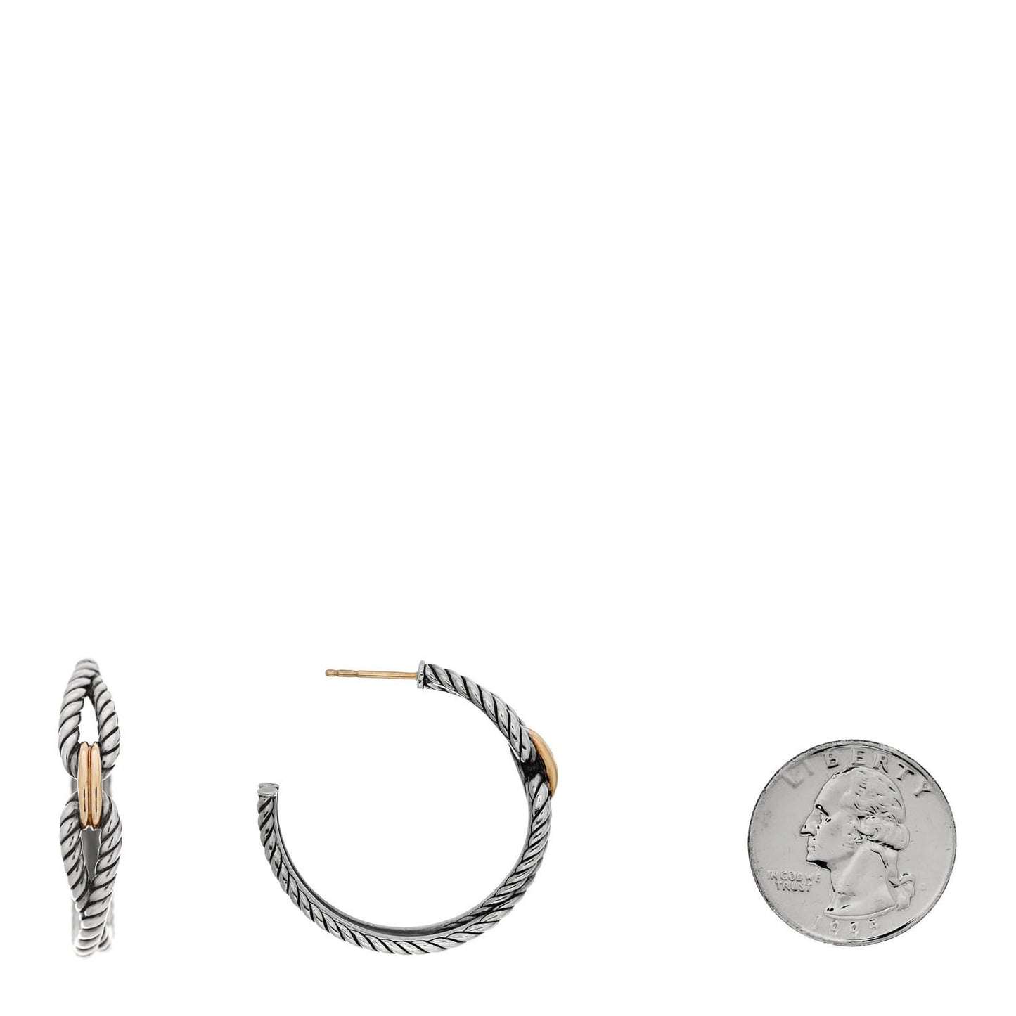 Sterling Silver 18K Yellow Gold Cable Loop Hoop Earrings