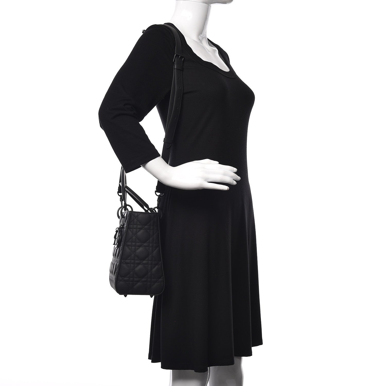 Christian Dior Ultra Matte Calfskin Cannage Medium Lady Dior Black 2 of 15