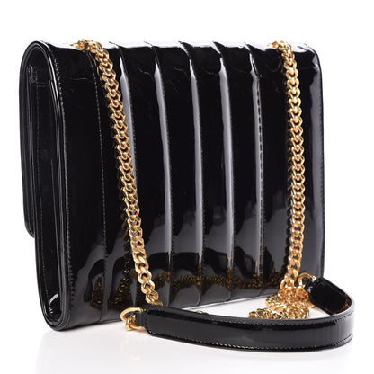 Saint Laurent Patent Matelasse Monogram Vicky Chain Bag Black 3 of 9