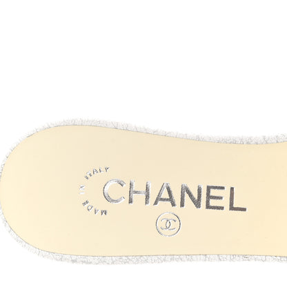 Chanel Crackled Lambskin Camellia Sandal Mule 38 White 8 of 11