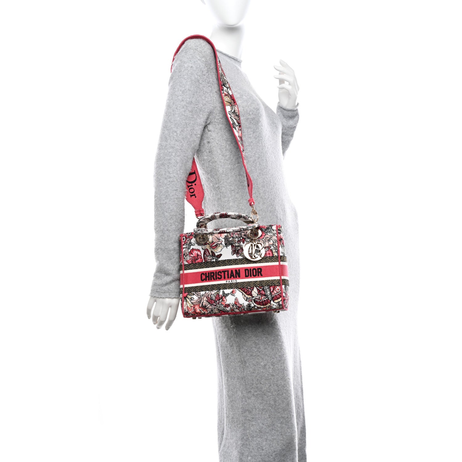 Christian Dior Canvas Embroidered Butterfly Print Medium Lady D-Lite Multicolor 2 of 9