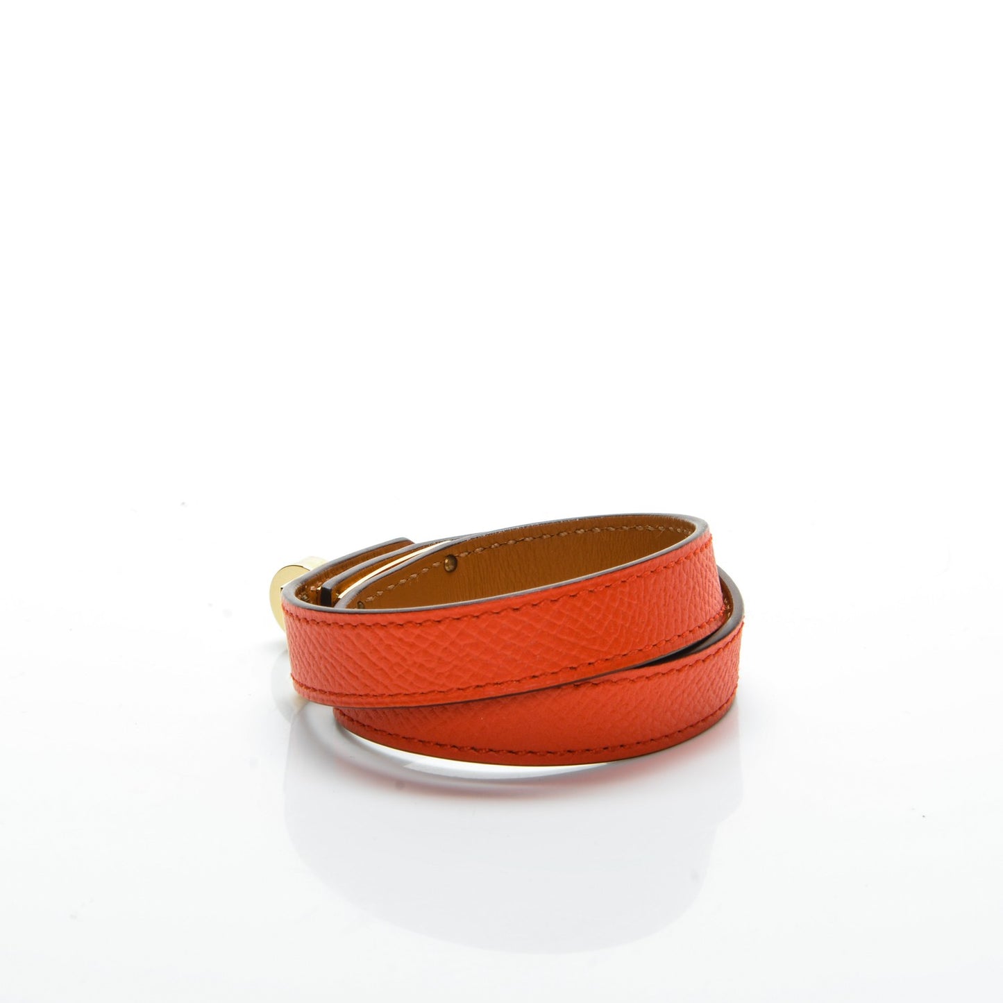 Epsom Kelly Double Tour Bracelet S Orange Poppy
