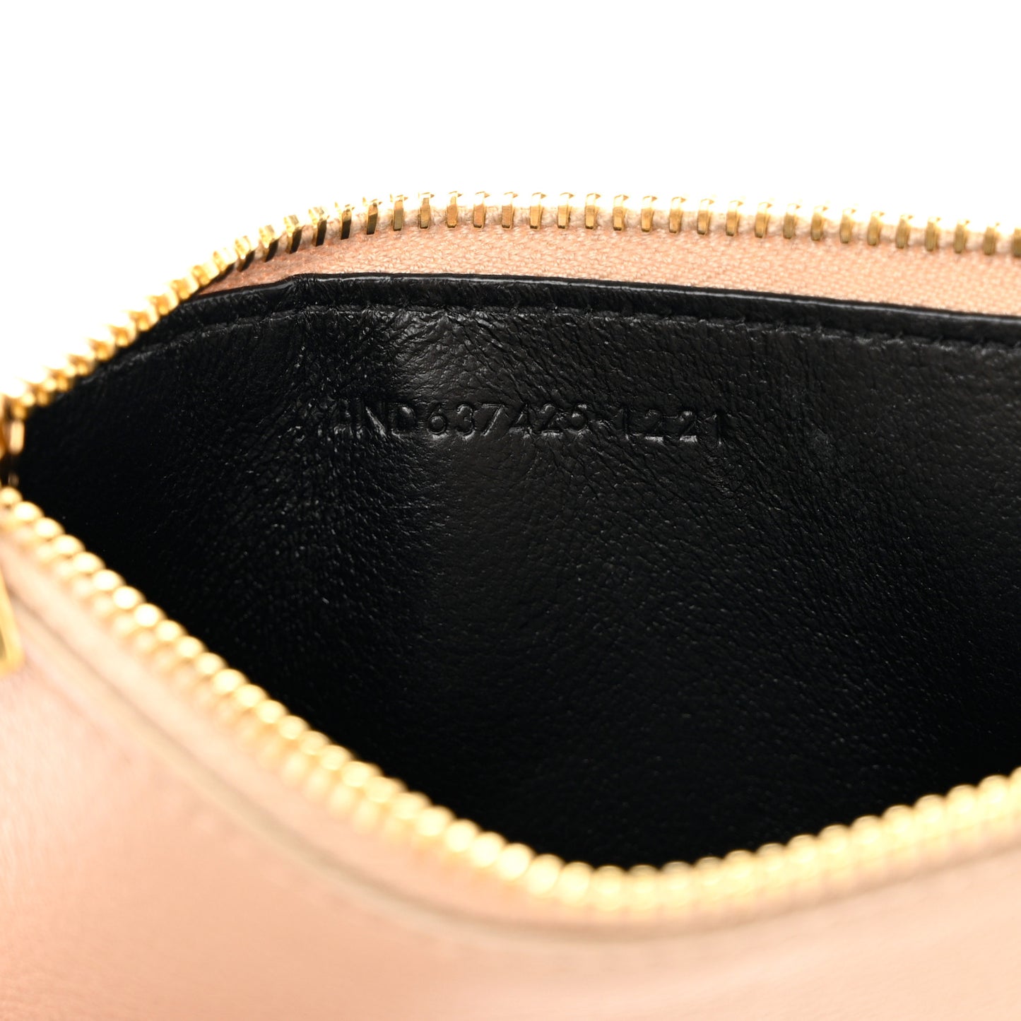 Grained Calfskin Monogram 5 Fragments Zip Pouch Card Holder Beige