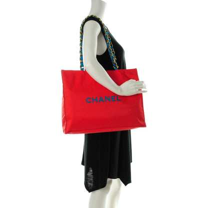 Chanel Canvas Chain Jumbo CC Tote Red Blue 2 of 9