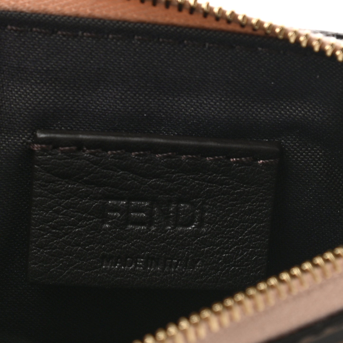 Vitello Cruise F is Fendi Bi-Color FF 1974 Embossed Key Case Pouch Maya Black Light Rose