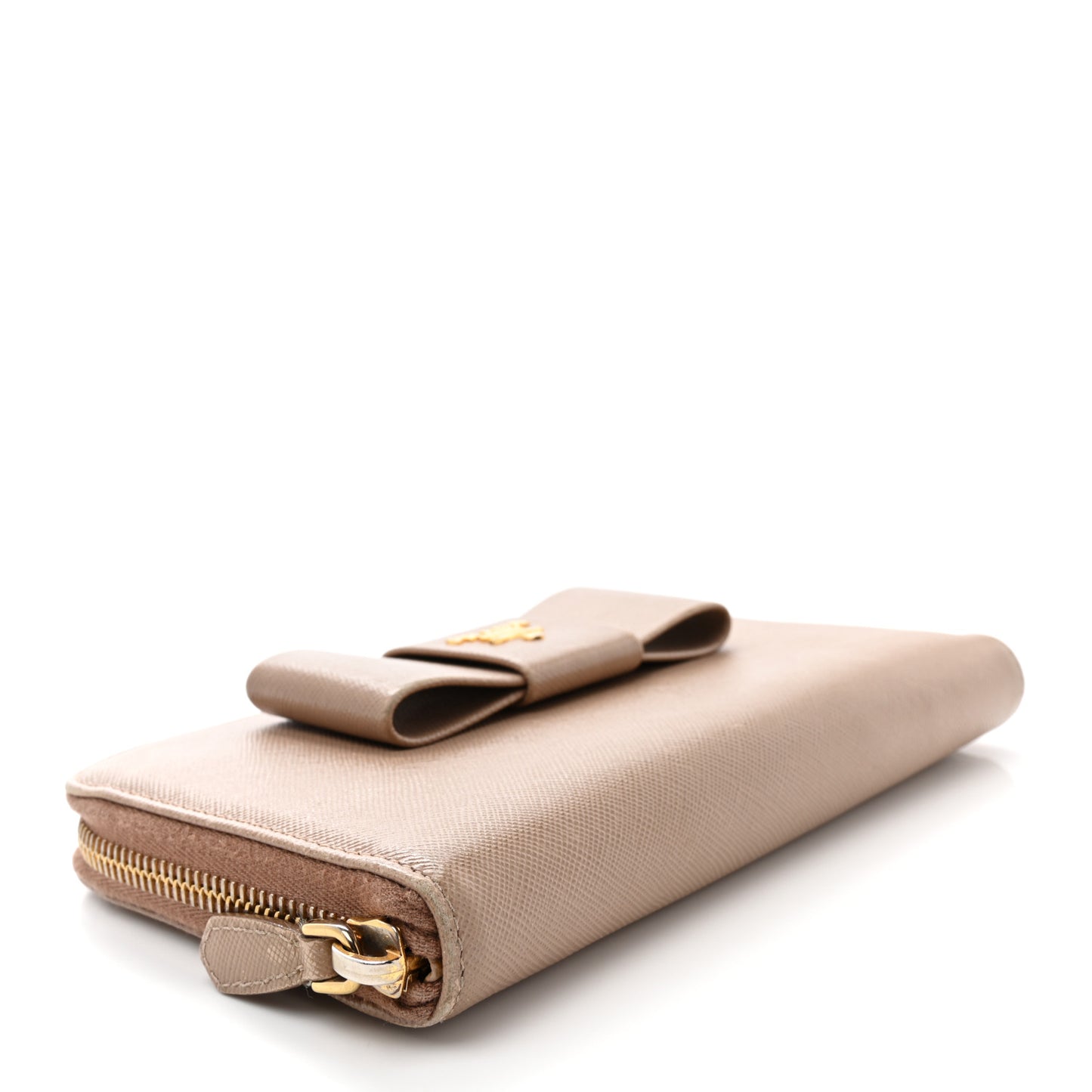 Saffiano Fiocco Bow Zip Around Wallet Cammeo