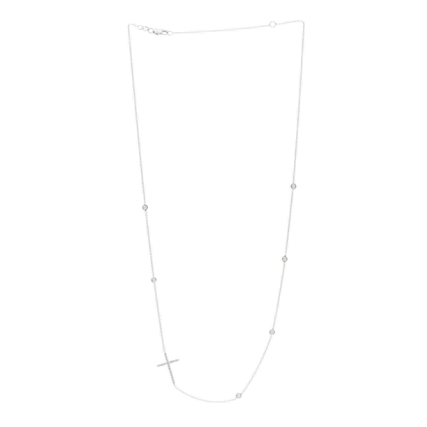 Roberto Coin 18K White Gold Diamond Integrated Cross Necklace 3 of 4