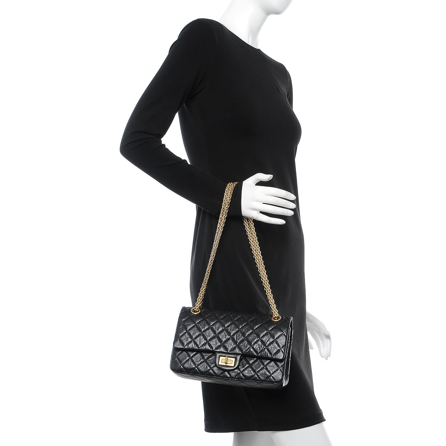 Chanel Aged Calfskin Quilted 2.55 Reissue 225 Flap Black 3 of 9