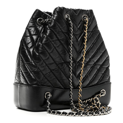 Chanel Aged Calfskin Chevron Quilted Small Gabrielle Backpack Black 3 of 10