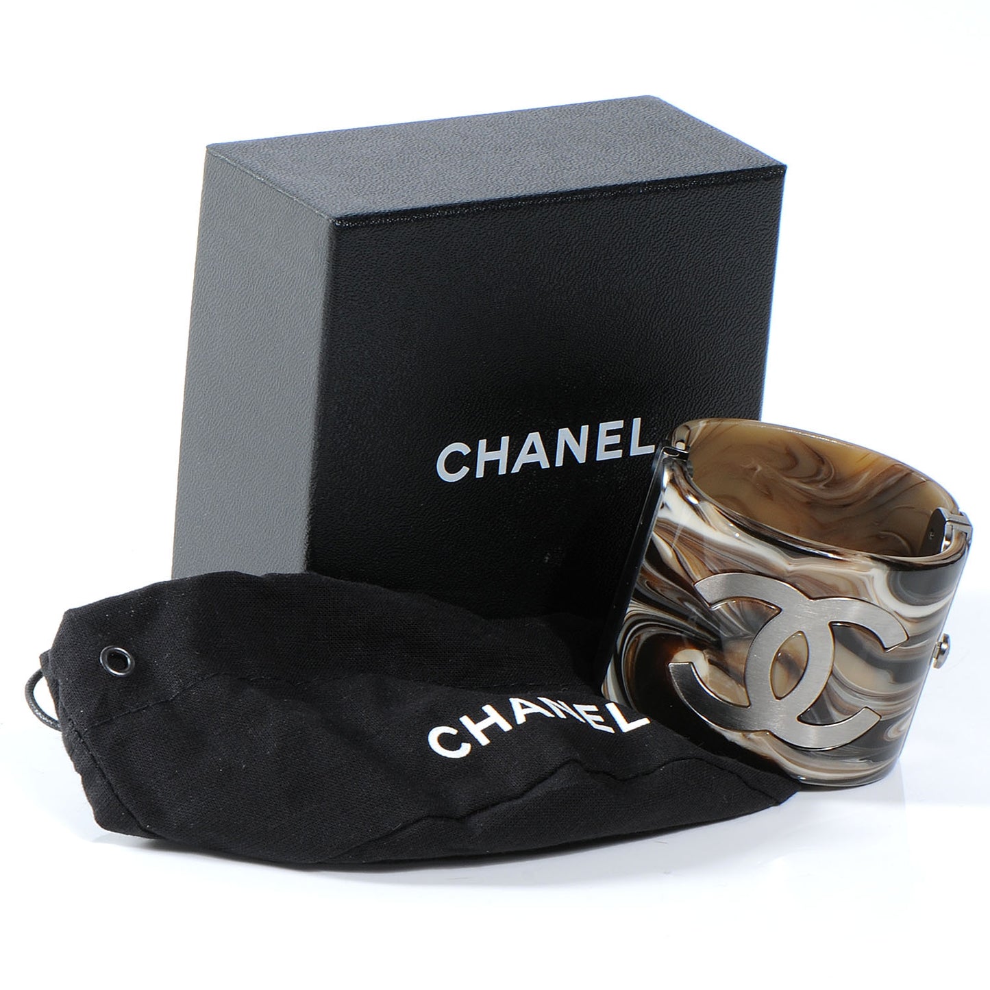 Resin Brushed Silver CC Cuff Brown