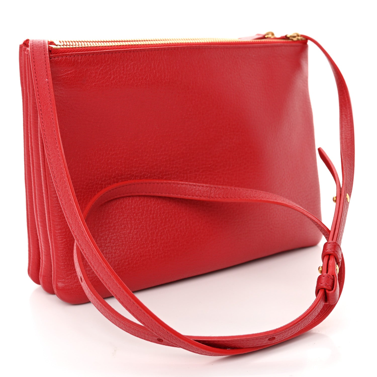 Celine Lambskin Large Trio Crossbody Bag Red 3 of 12