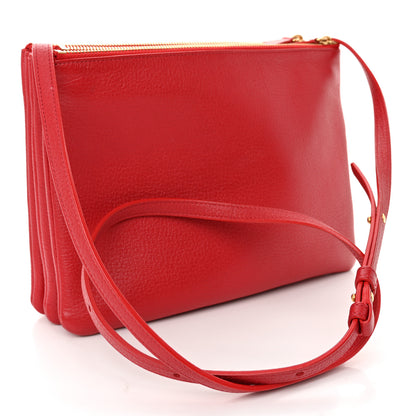 Celine Lambskin Large Trio Crossbody Bag Red 3 of 12