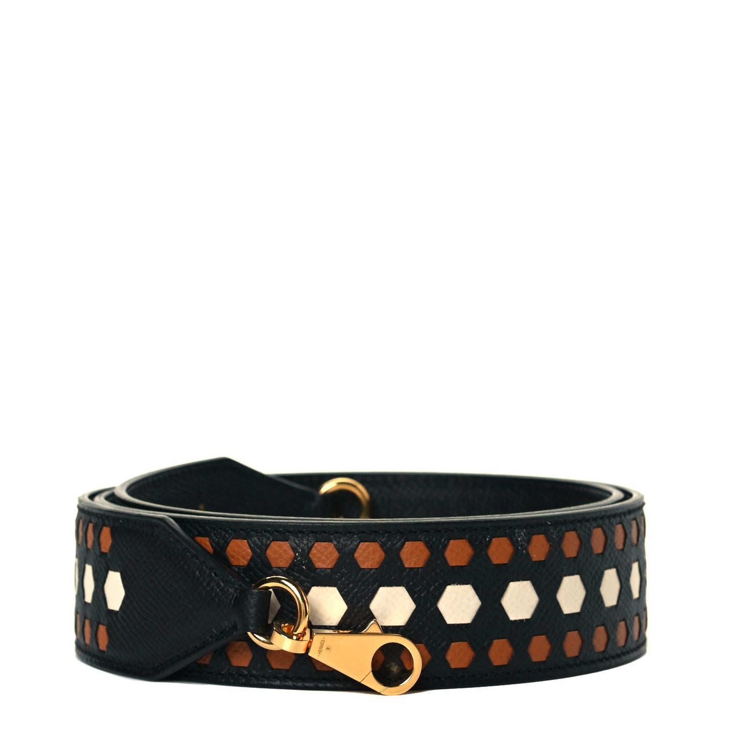 Epsom 30mm Hexagone Tressage Shoulder Strap Black Craie
