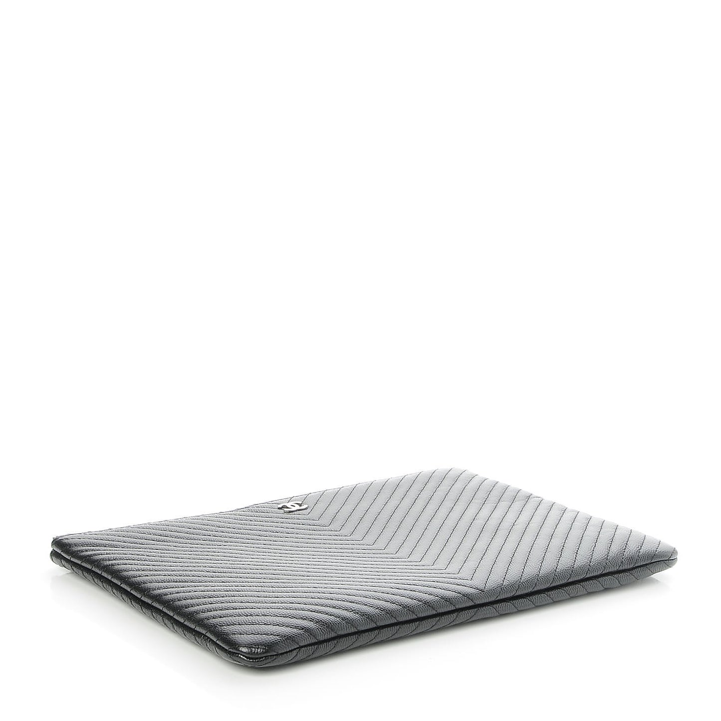 Caviar Chevron Medium Cosmetic Case Black