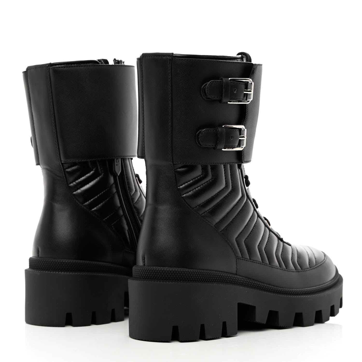 Gucci Nappa Frances GG Matelasse Platform Combat Boots 36 black 4 of 13