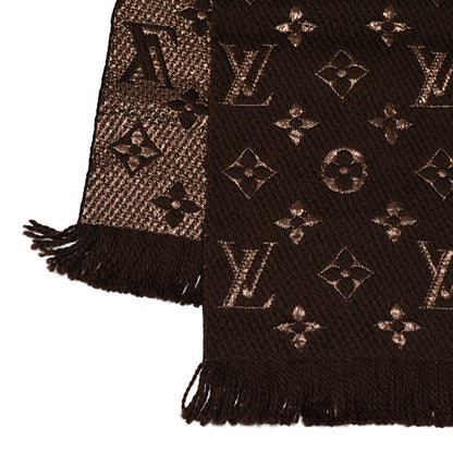 Louis Vuitton Wool Silk Logomania Shine Scarf Marron 4 of 4