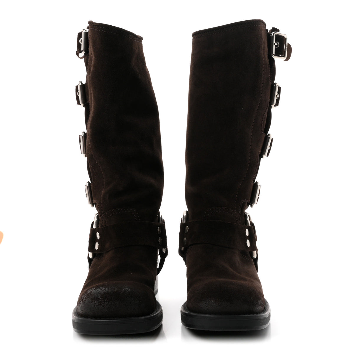 Suede Harness Boots 38 Dark Brown