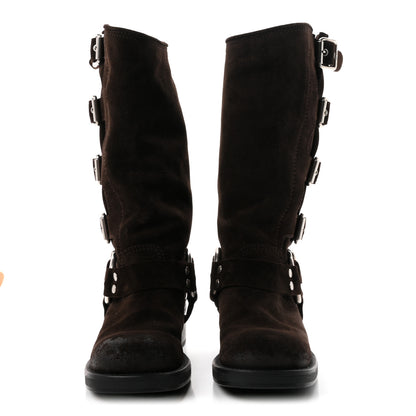 Miu Miu Suede Harness Boots 38 Dark Brown 3 of 9