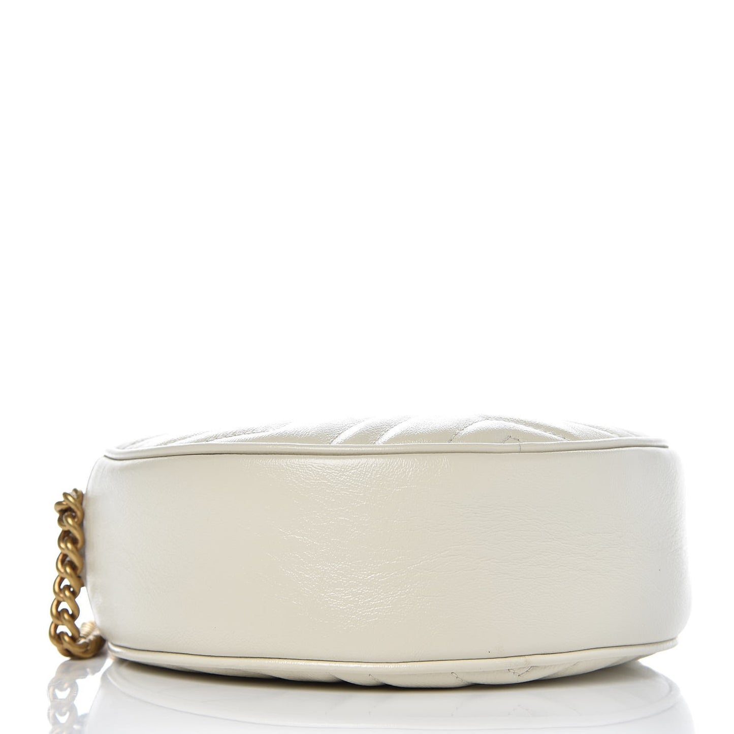 Calfskin Matelasse Mini GG Marmont Round Shoulder Bag White