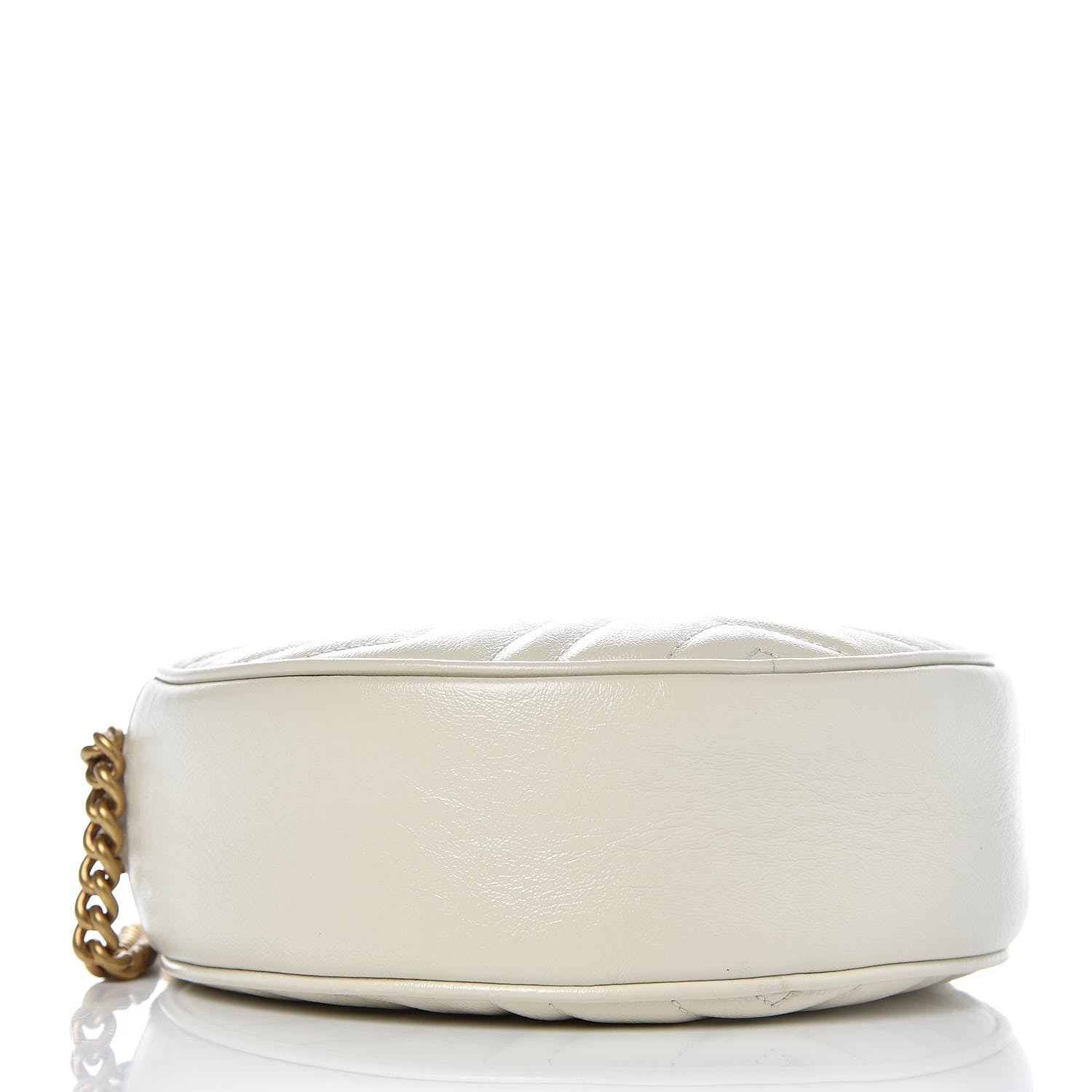 Gucci Calfskin Matelasse Mini GG Marmont Round Shoulder Bag White 3 of 7