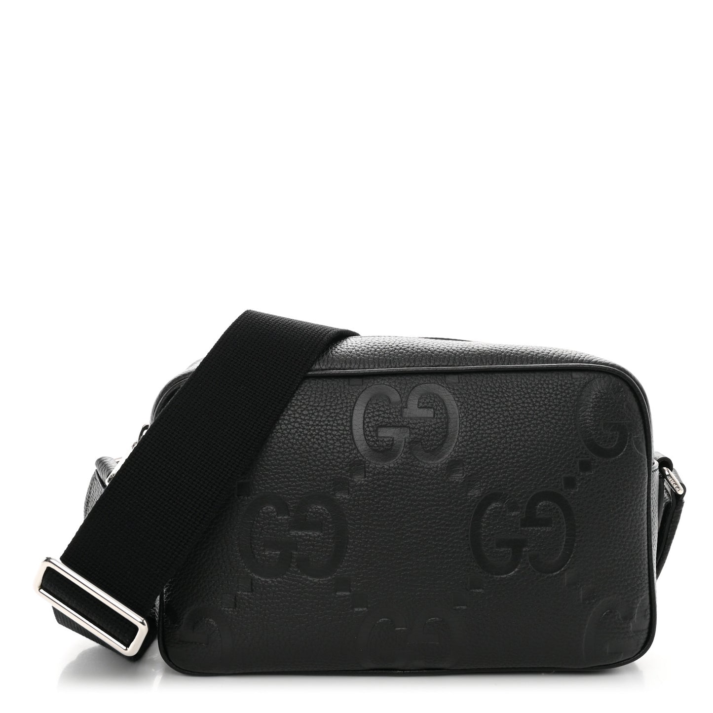 Piuma Calfskin Jumbo GG Embossed Medium Messenger Bag Black