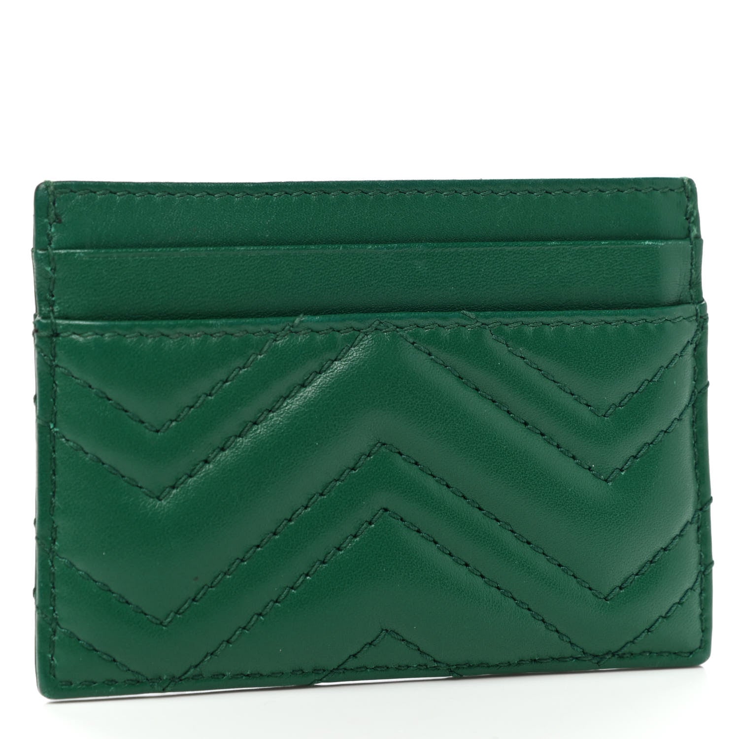 Gucci Calfskin Matelasse GG Marmont Card Holder Emerald Green 3 of 7