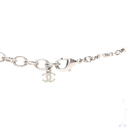 Chanel Metal Resin Pearl Star CC Necklace Silver 4 of 5