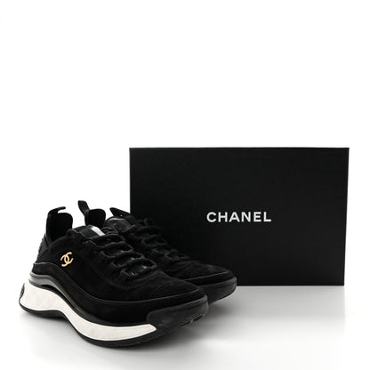 Chanel Suede Calfskin Nylon Grosgrain CC Sneakers 37.5 Black 12 of 12