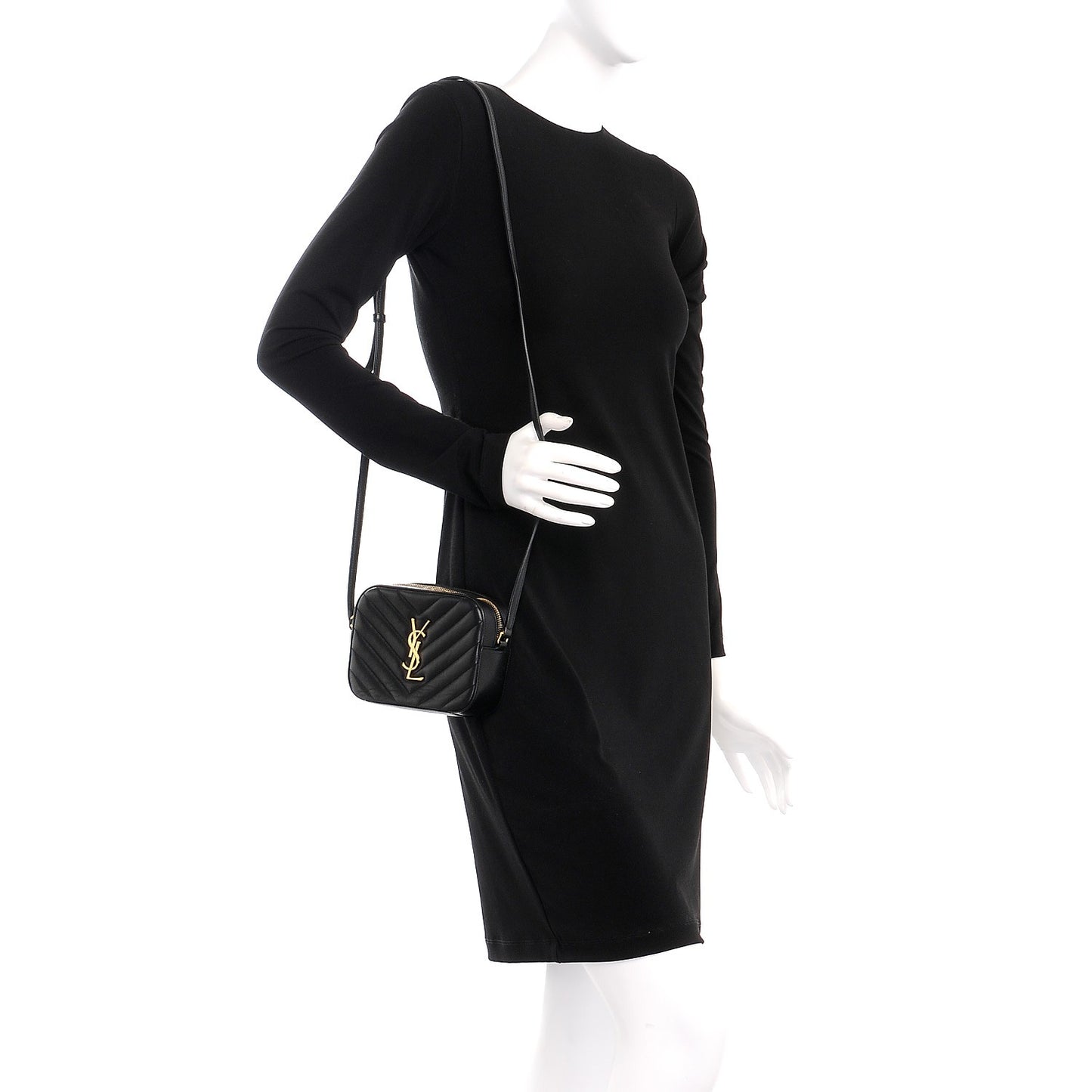 Lambskin Chevron Small Classic Monogram Camera Bag Nero Black