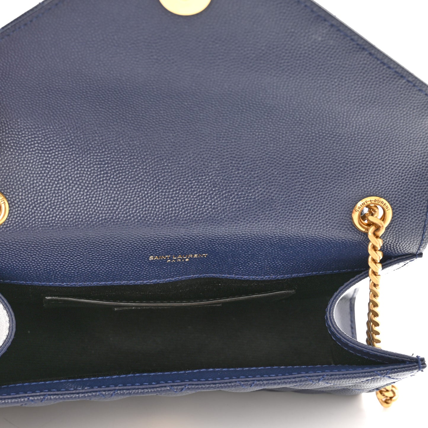 Grain De Poudre Textured Mixed Matelasse Triquilt Small Monogram Satchel Blue