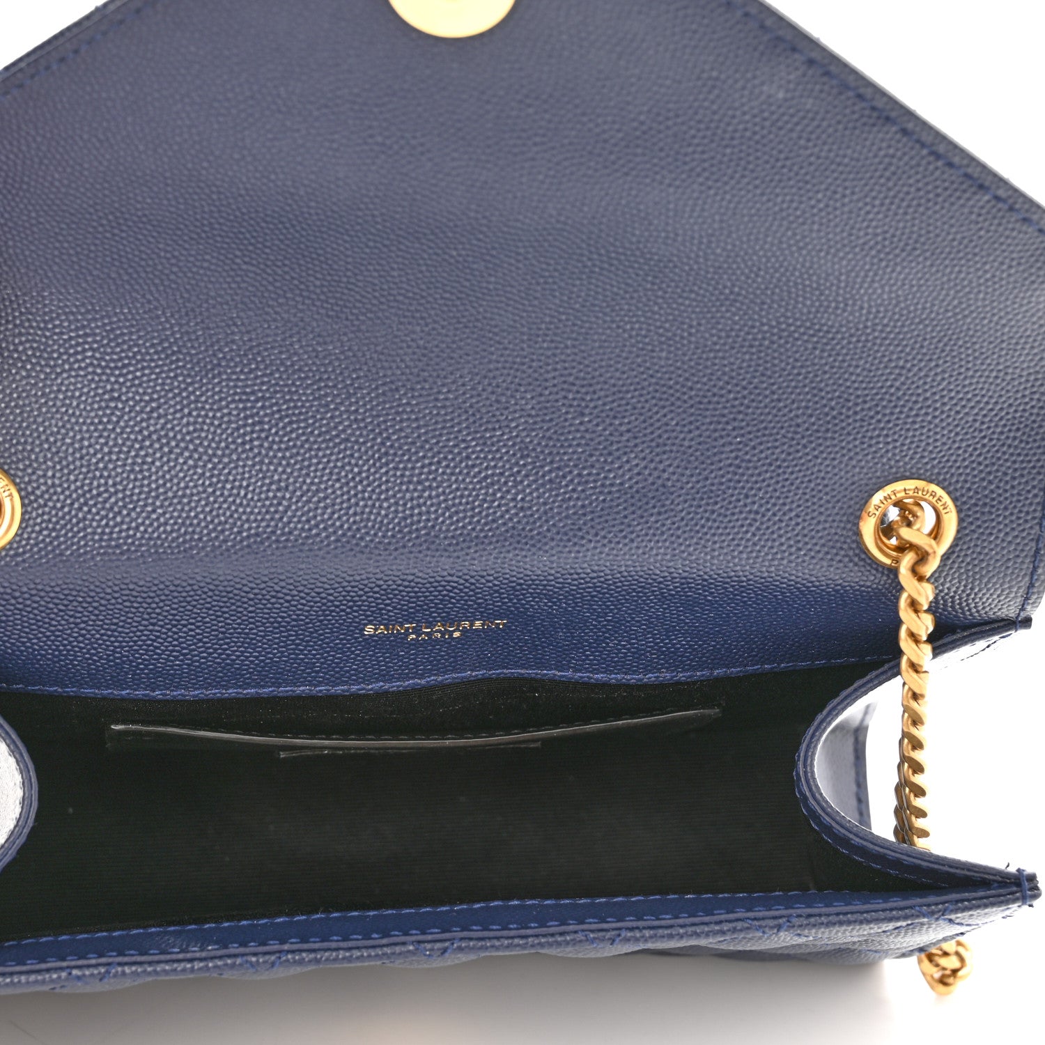 Saint Laurent Grain De Poudre Textured Mixed Matelasse Triquilt Small Monogram Satchel Blue 4 of 10